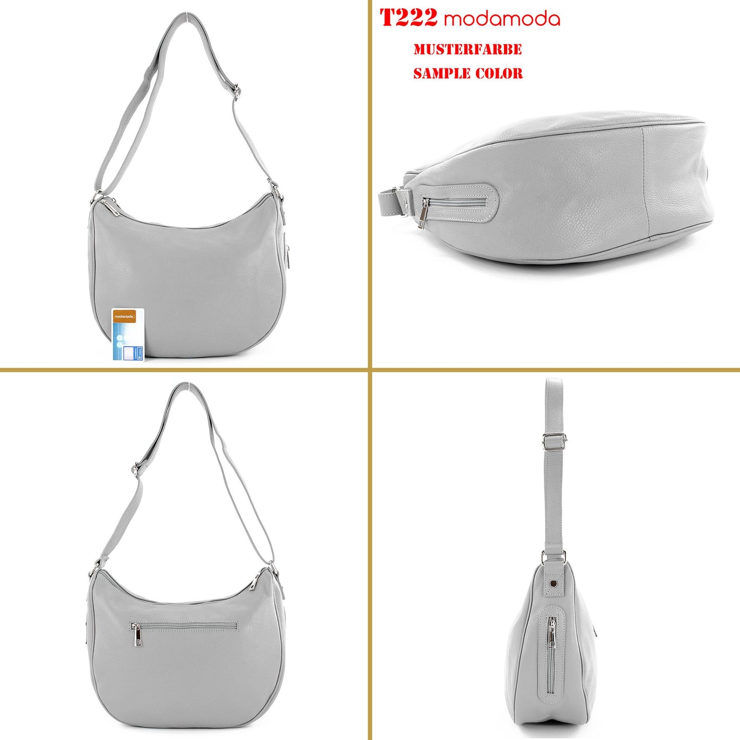 modamoda de T222 Damen Leder Umhängetasche Schultertasche handmade in Italy