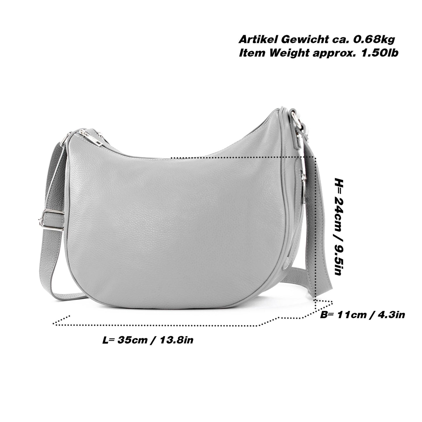 modamoda de T222 Damen Leder Umhängetasche Schultertasche handmade in Italy