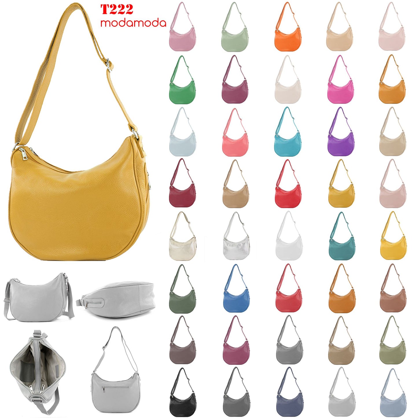 modamoda de T222 Damen Leder Umhängetasche Schultertasche handmade in Italy