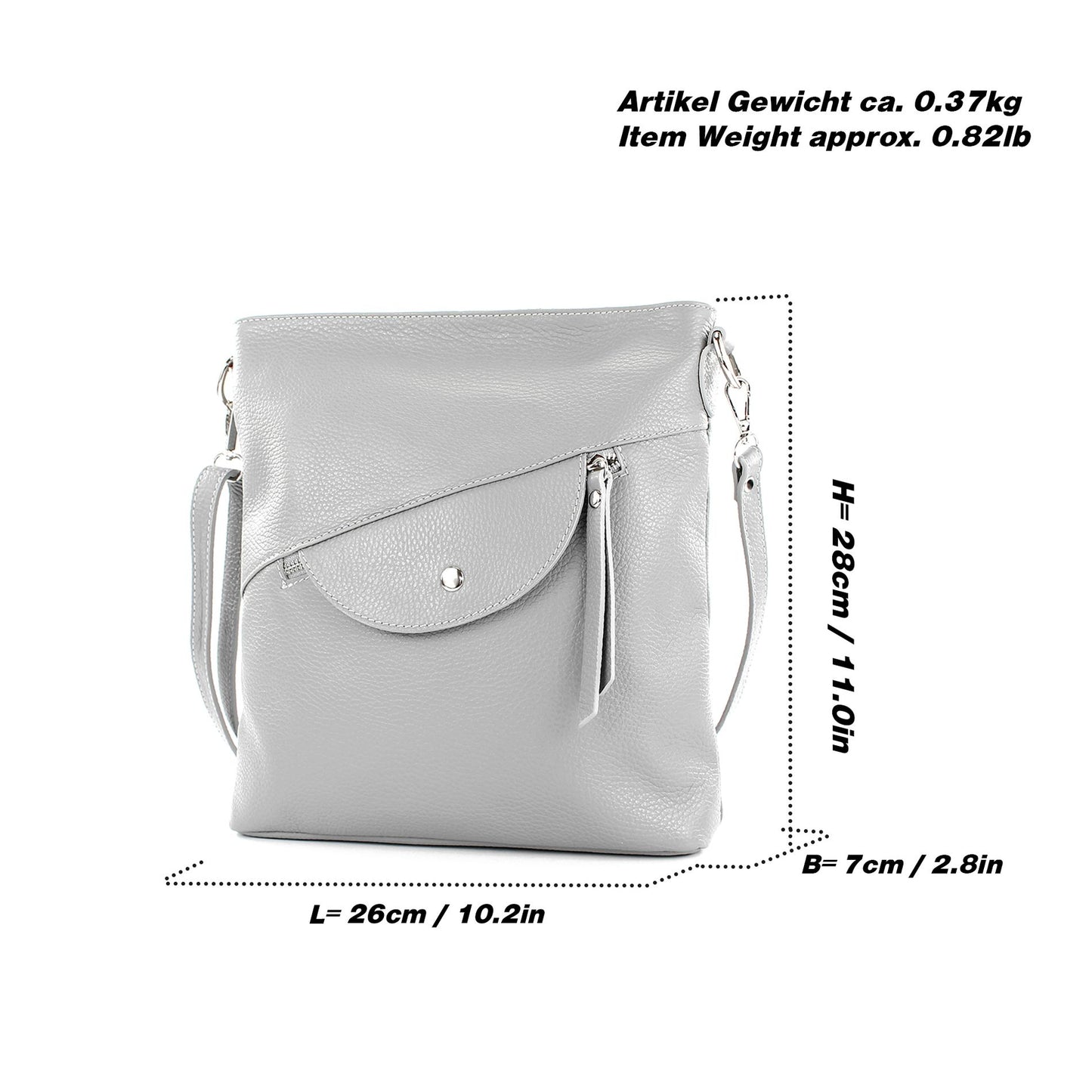 modamoda de T223 Damen Leder Umhängetasche Schultertasche Medium handmade in Italy