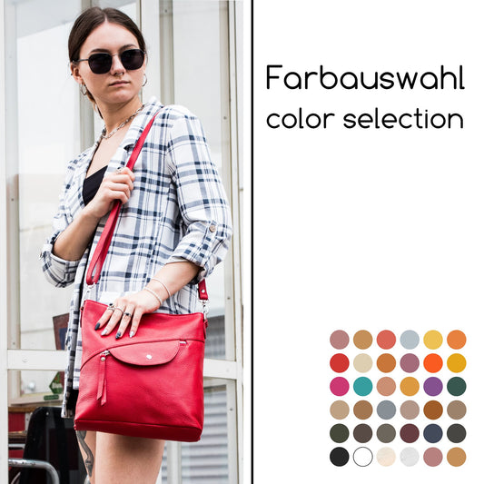 modamoda de T223 Damen Leder Umhängetasche Schultertasche Medium handmade in Italy