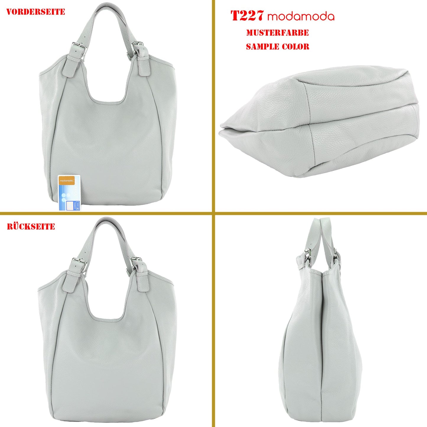 modamoda de T227 Damen Shopper Schultertasche Leder Large handmade in Italy