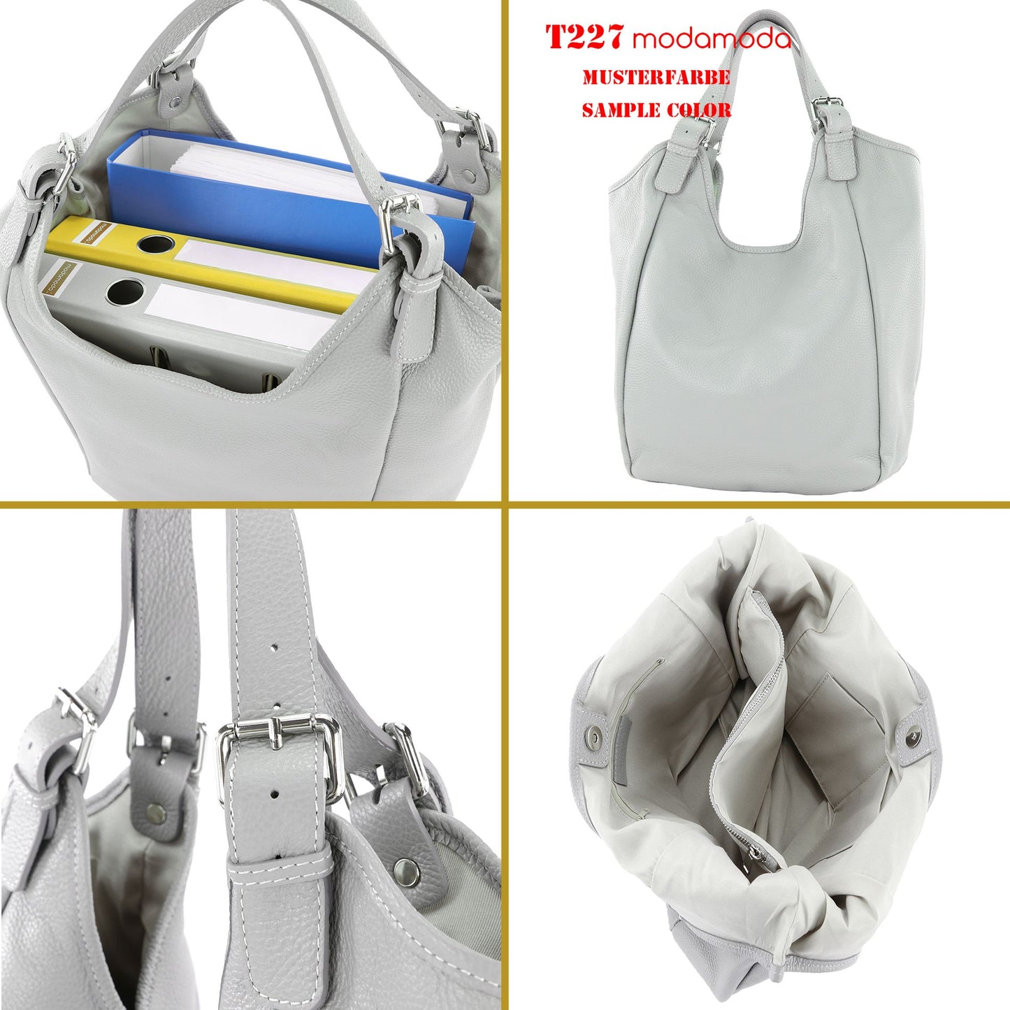 modamoda de T227 Damen Shopper Schultertasche Leder Large handmade in Italy