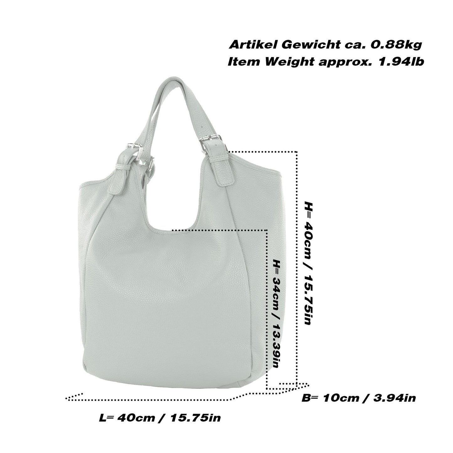 modamoda de T227 Damen Shopper Schultertasche Leder Large handmade in Italy