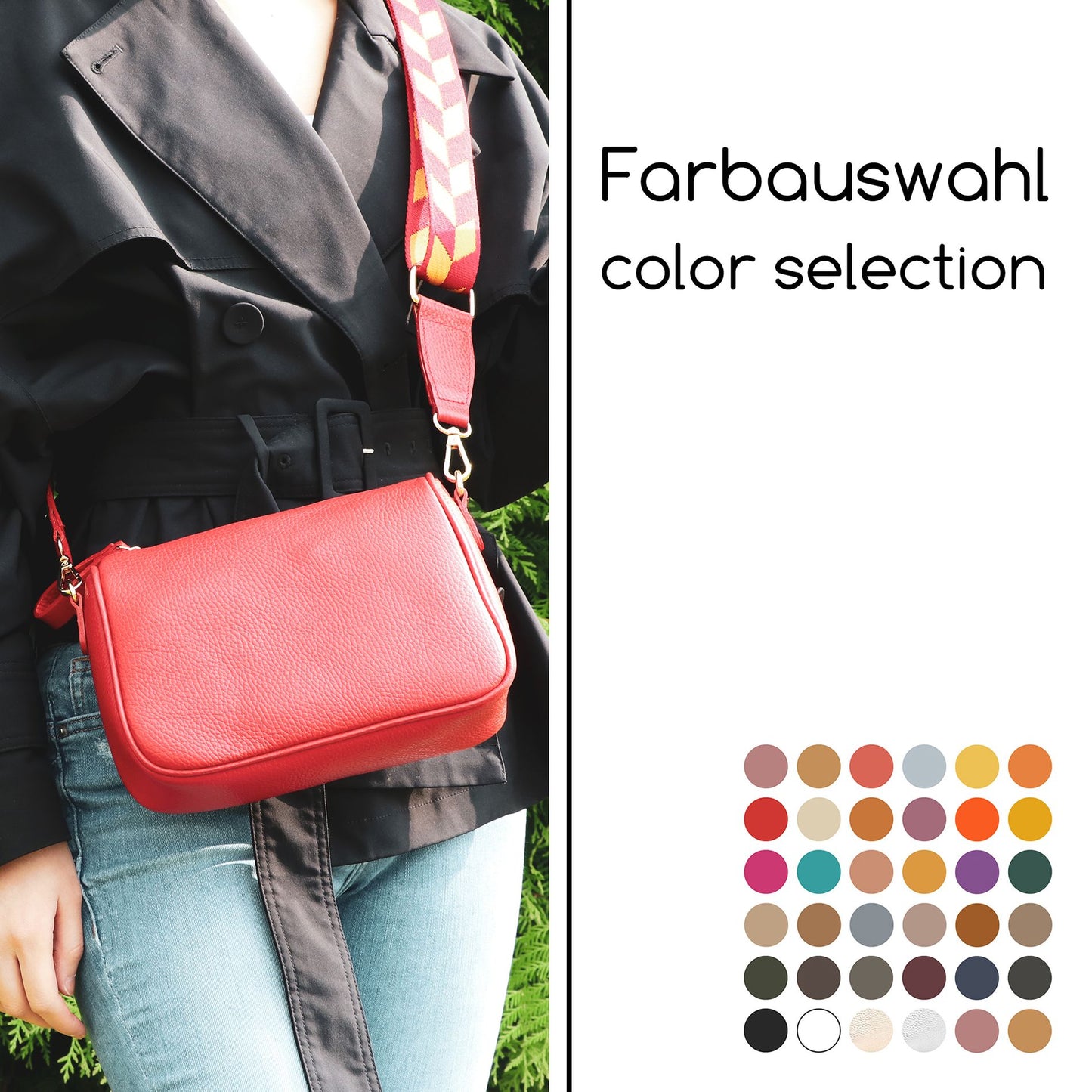 modamoda de T230 Damen Leder Umhängetasche Schultertasche handmade in Italy