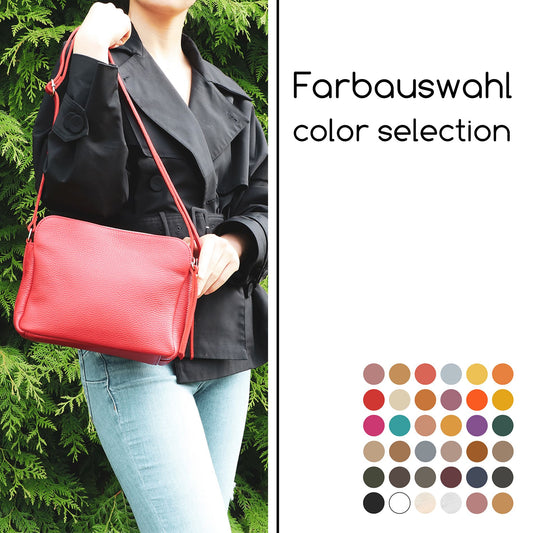 modamoda de - T232 - ital. Damen Umhängetasche Leder Medium