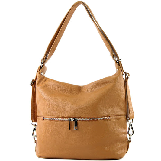 modamoda de - T233 - ital. Damen Rucksack Tasche 2in1 aus Leder