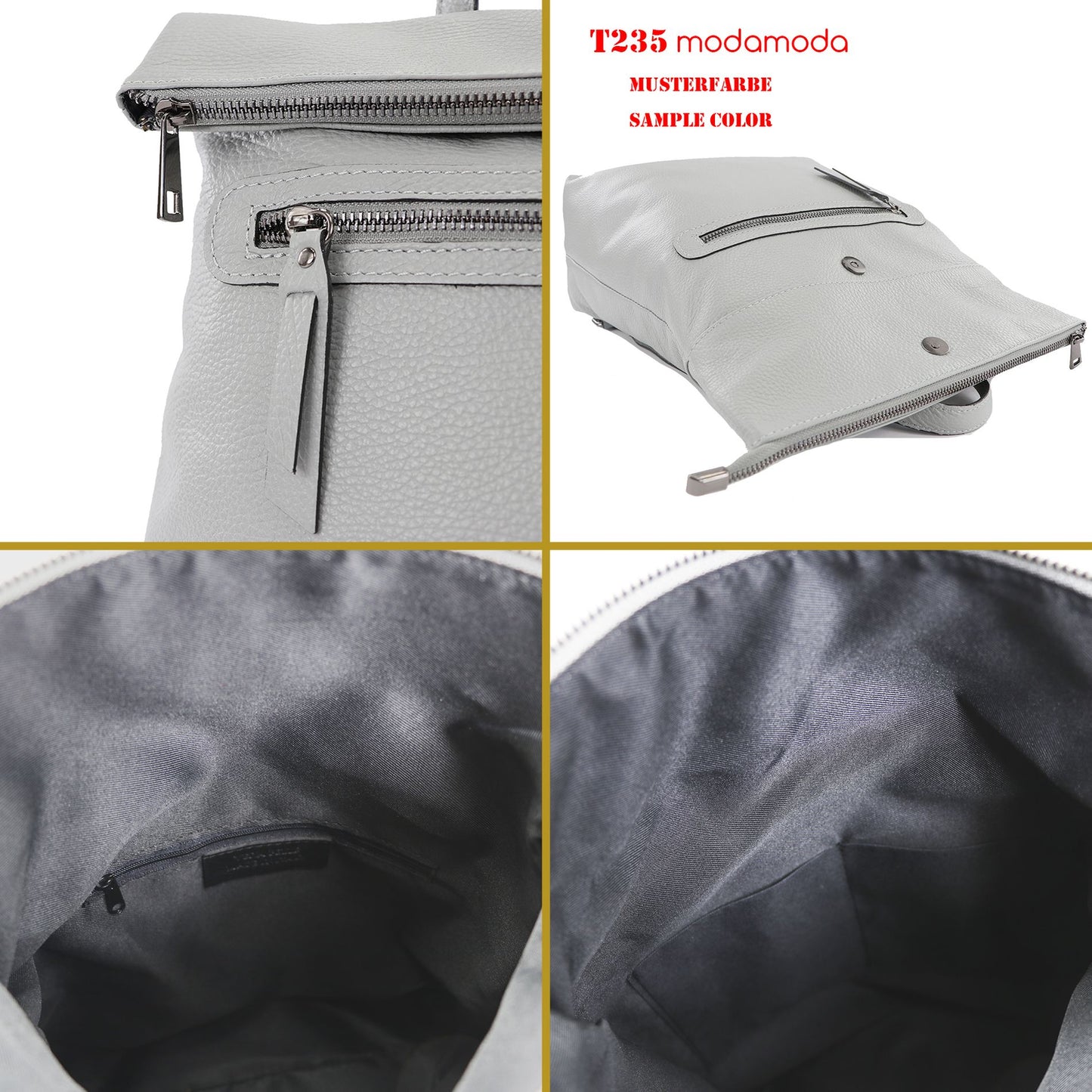 modamoda de - T235 - Damen Rucksack Tasche ital. Echtleder