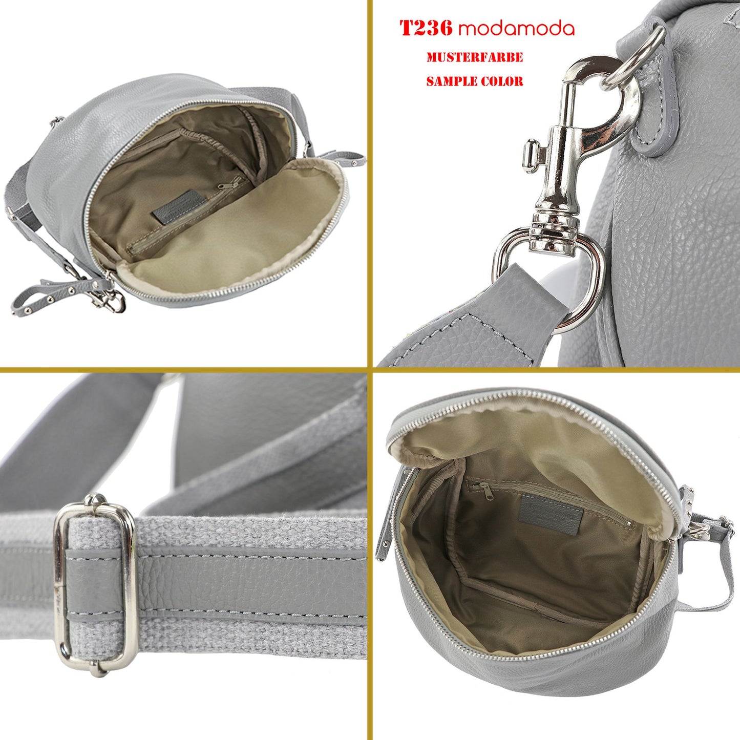 modamoda de - T236 - Umhängetasche Klein Small aus ital. Leder