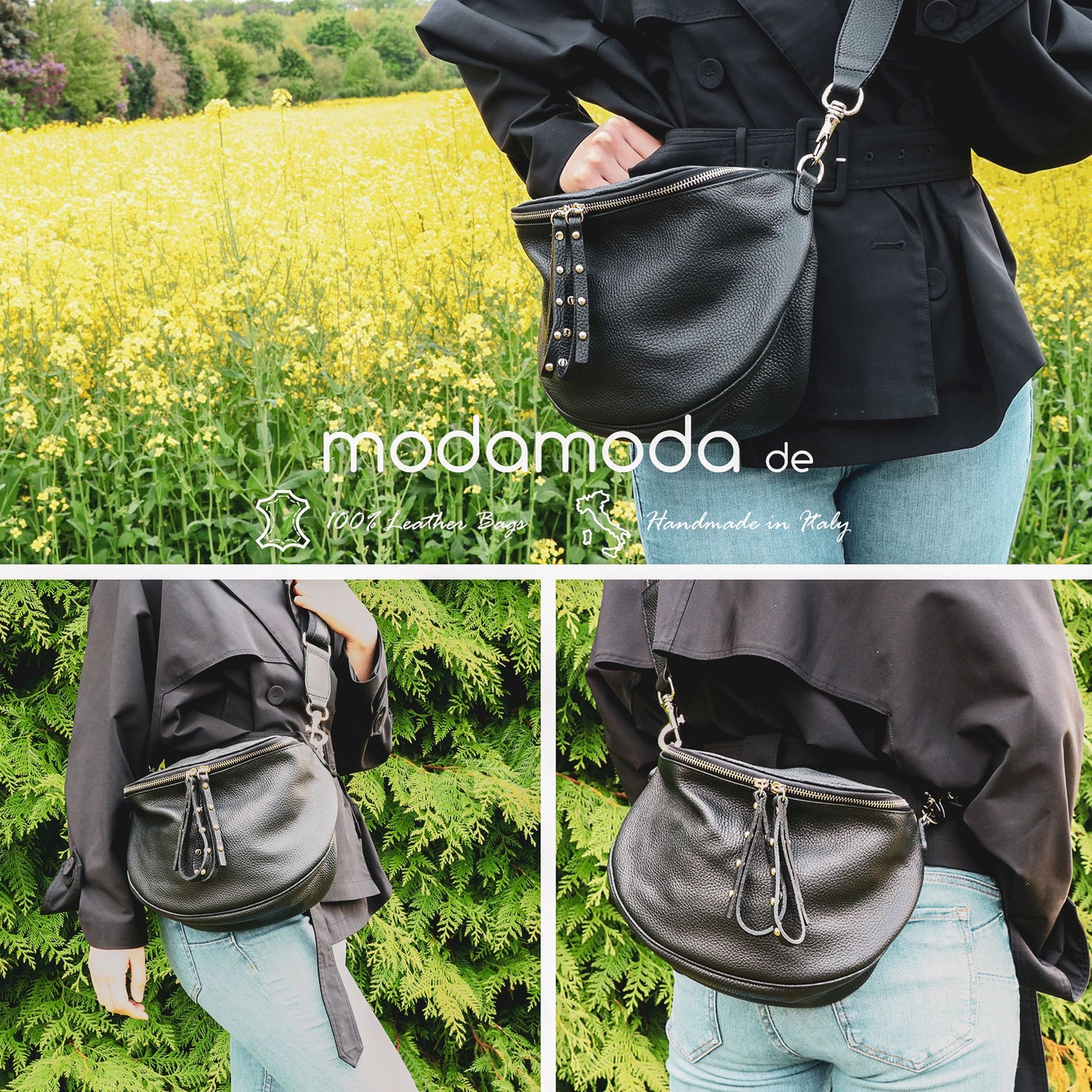 modamoda de - T236 - Umhängetasche Klein Small aus ital. Leder