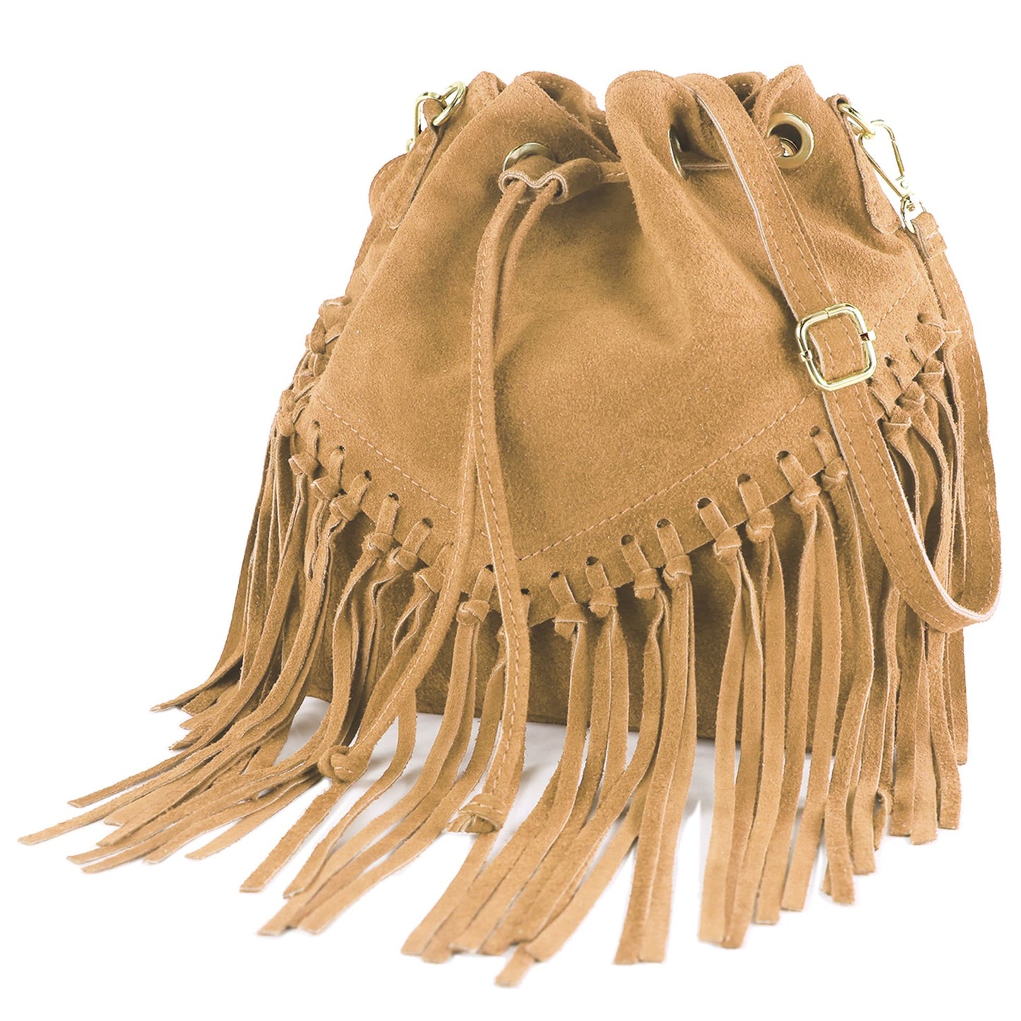 modamoda de -  T239 - ital. Schultertasche Fransen Wildleder