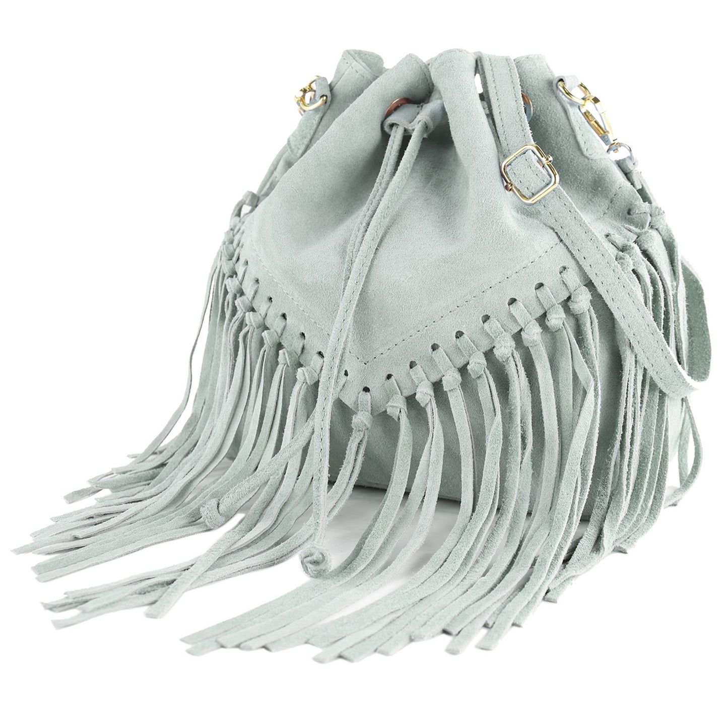 modamoda de -  T239 - ital. Schultertasche Fransen Wildleder