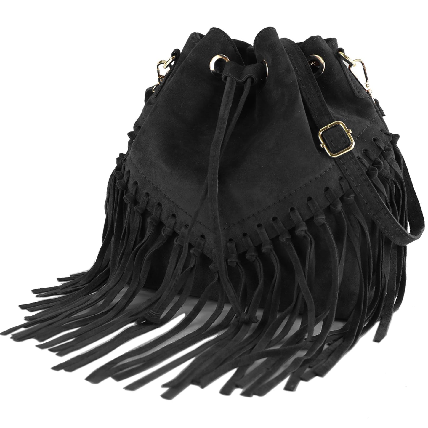 modamoda de -  T239 - ital. Schultertasche Fransen Wildleder