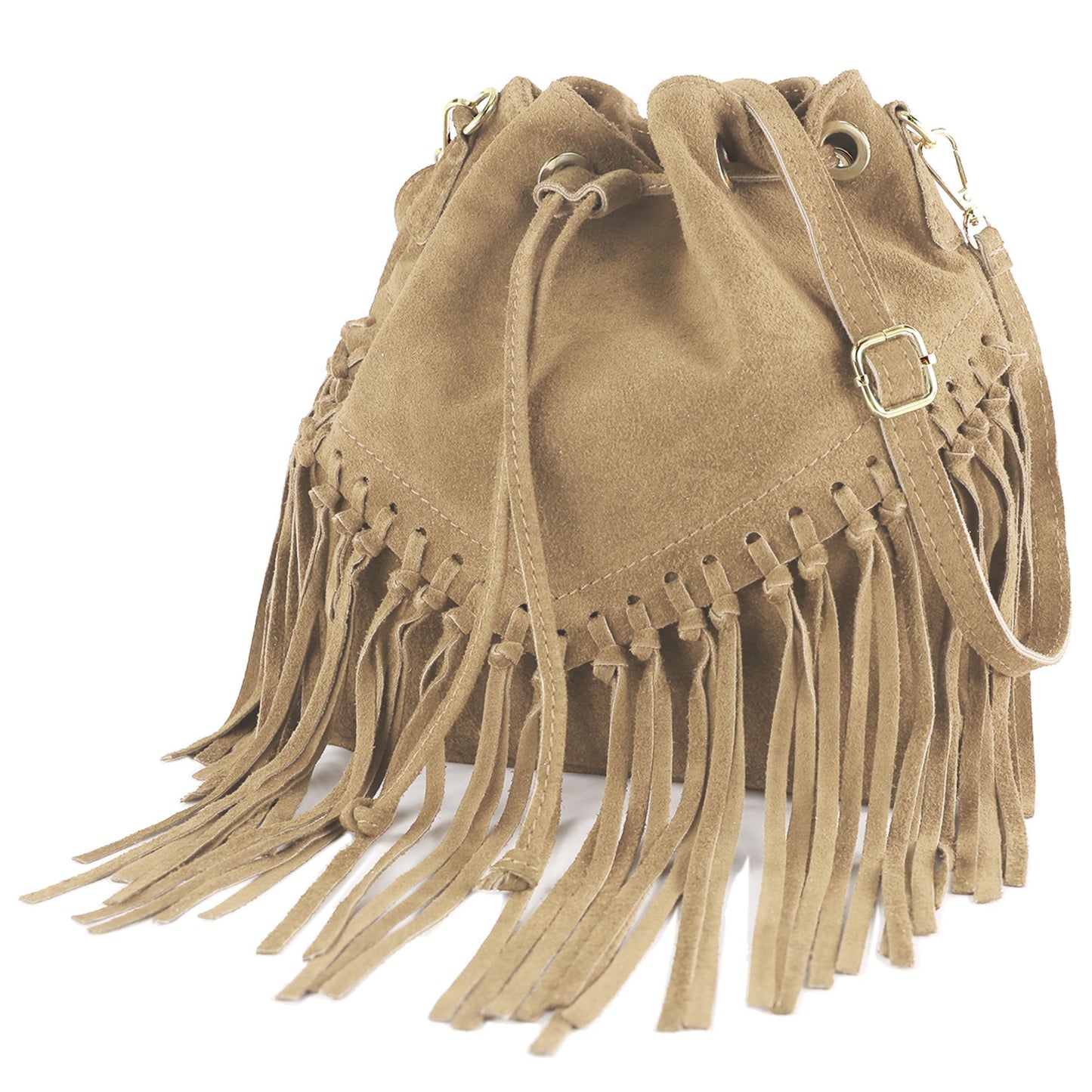 modamoda de -  T239 - ital. Schultertasche Fransen Wildleder