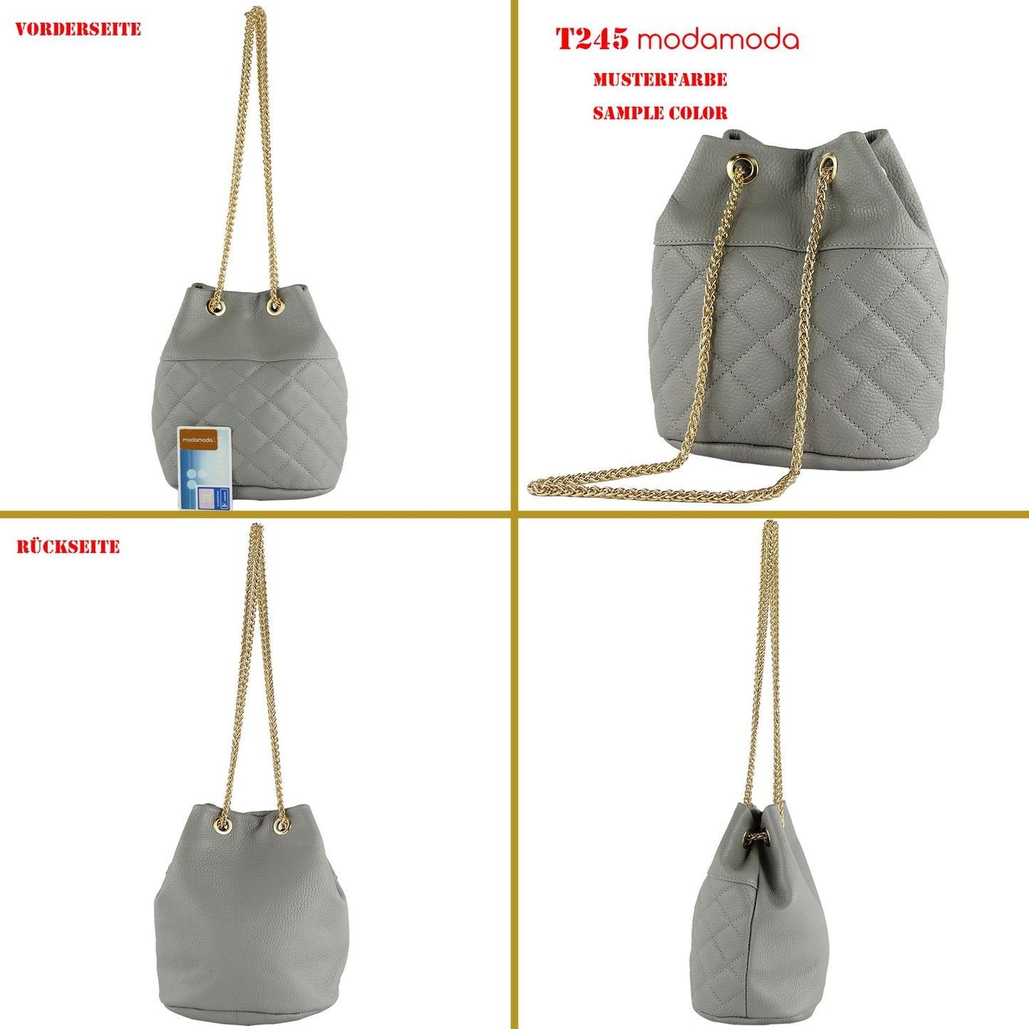 modamoda de T245 Damen Leder Beuteltasche Schultertasche handmade in Italy