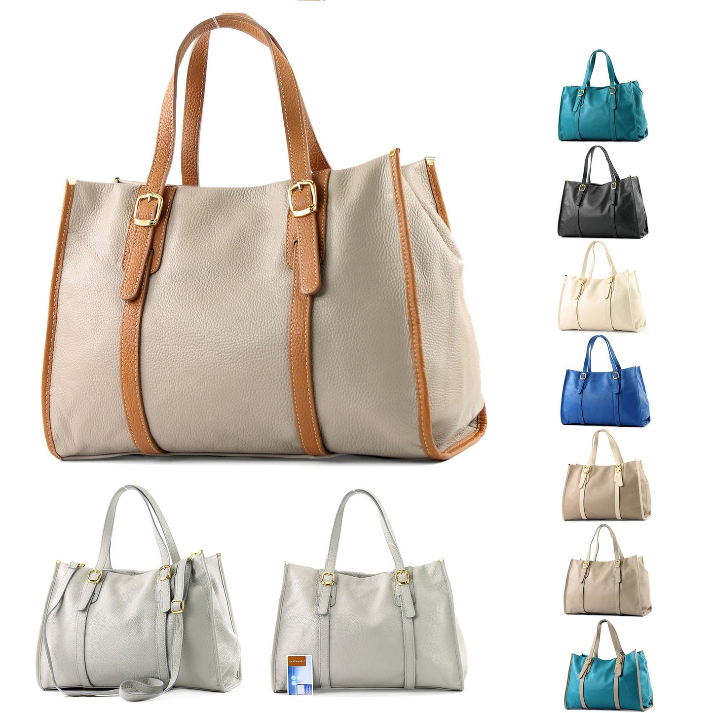 modamoda de - T26 -  ital Schultertasche aus Leder