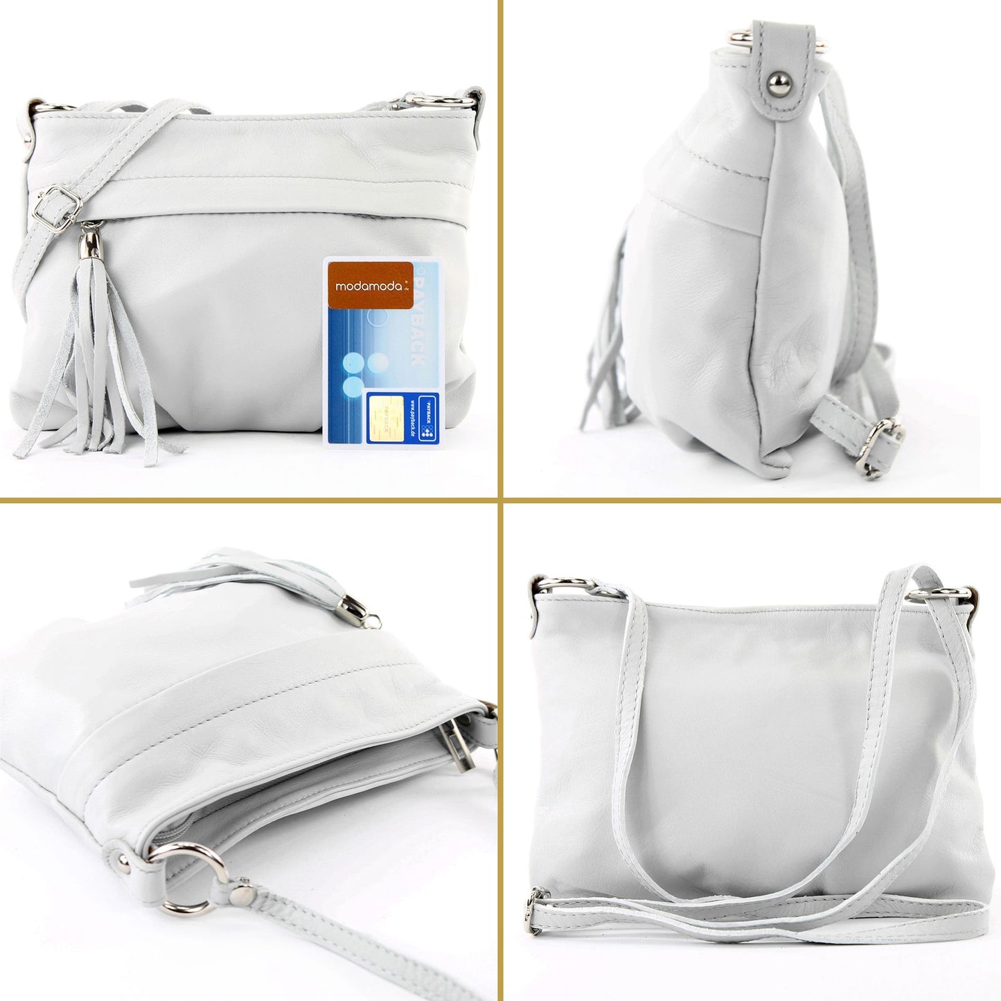 modamoda de - T32 - ital Umhängetasche Klein aus Nappaleder