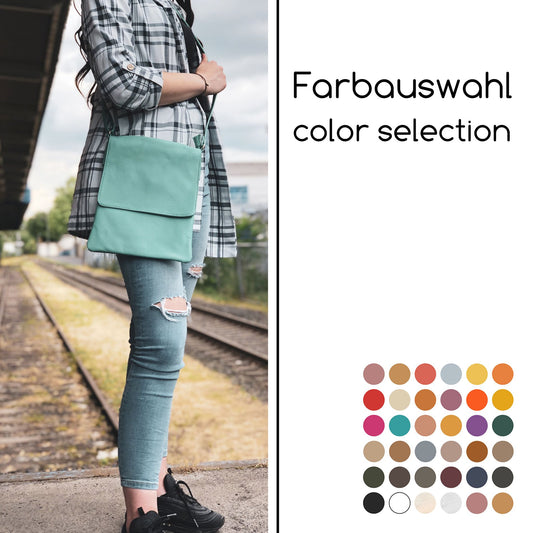 modamoda de - T33 - ital Umhängetasche Schultertasche aus Nappaleder