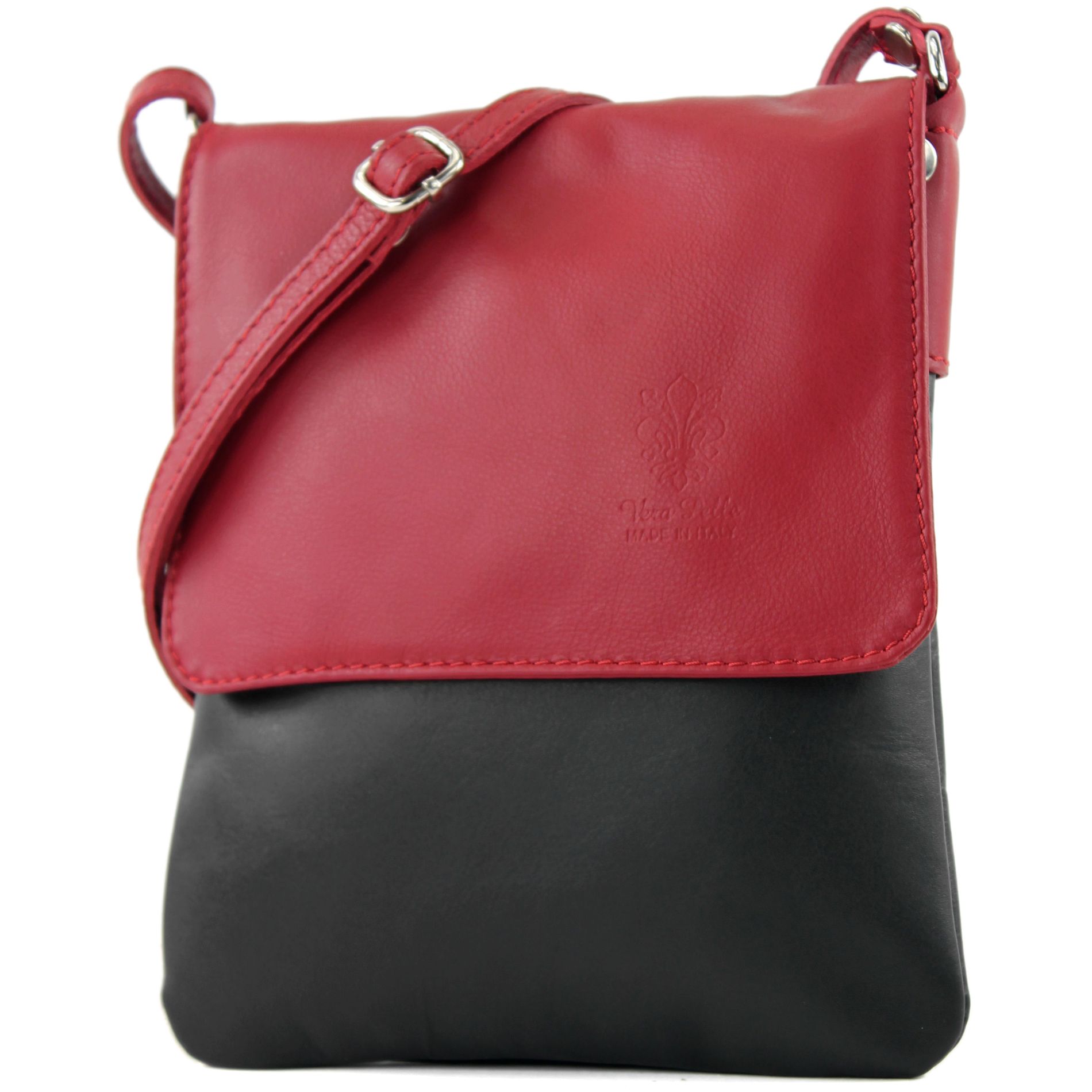modamoda de - T197 - ital. Leder Umhänge- / Handytasche Klein, Colore:nero verde modamoda de - T197 - ital. Leder Umhänge- / Handytasche Klein, Colore:nero verde