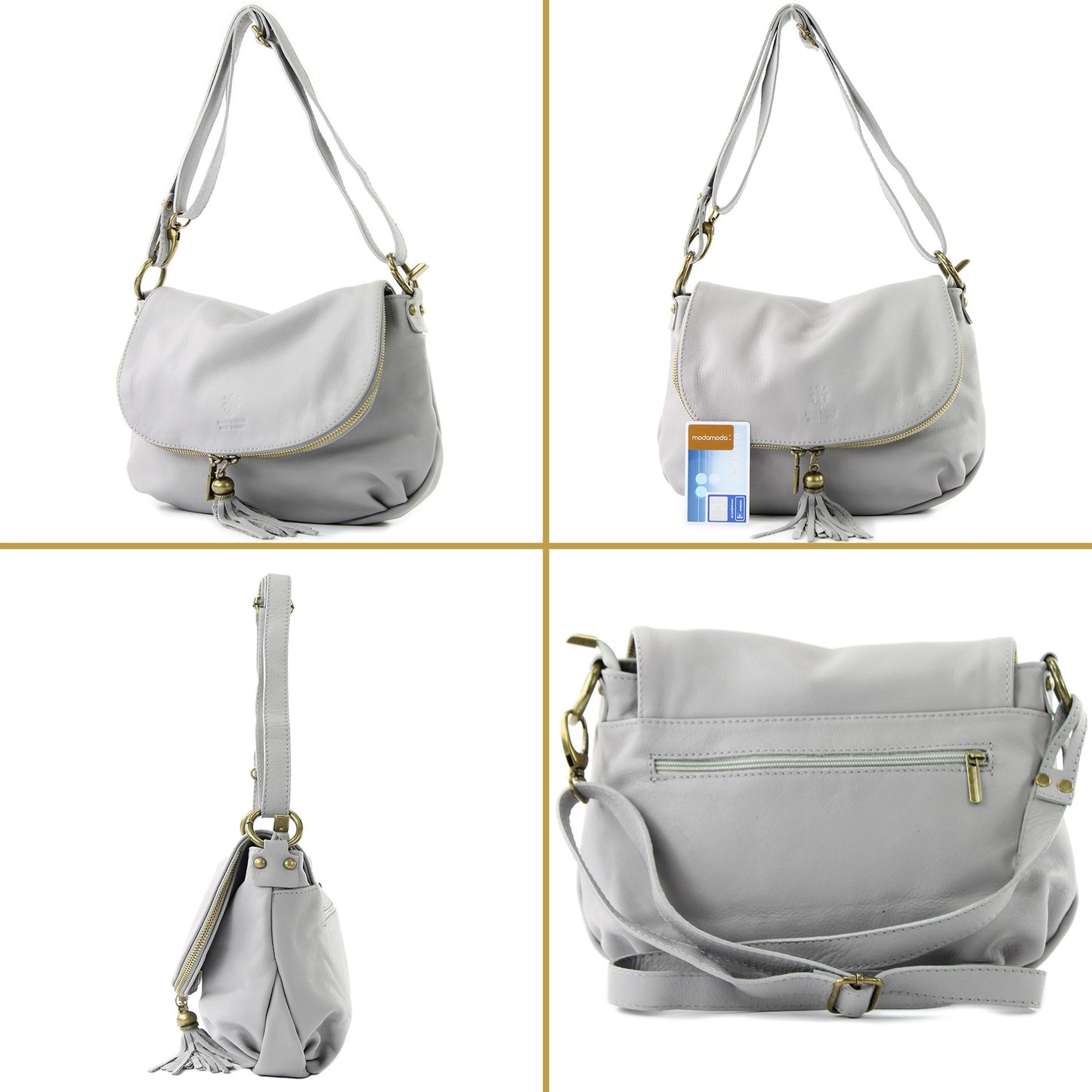 modamoda de - T40 -  ital Schultertasche Umhängetasche Nappaleder