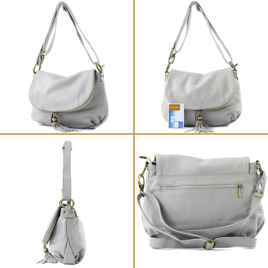 modamoda de - T40 -  ital Schultertasche Umhängetasche Nappaleder