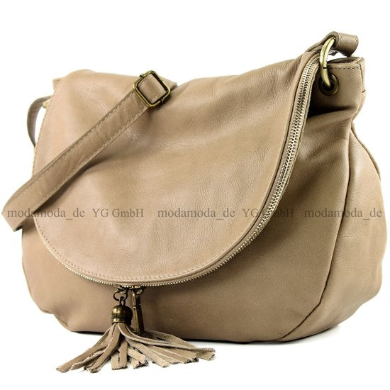 modamoda de - T40 -  ital Schultertasche Umhängetasche Nappaleder