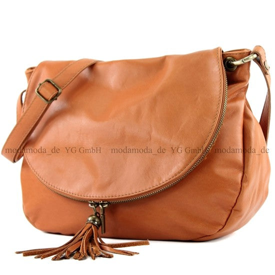 modamoda de - T40 -  ital Schultertasche Umhängetasche Nappaleder