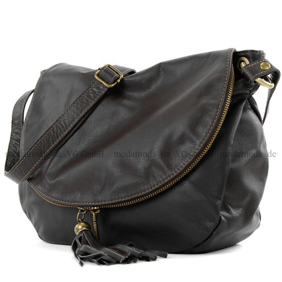 modamoda de - T40 -  ital Schultertasche Umhängetasche Nappaleder