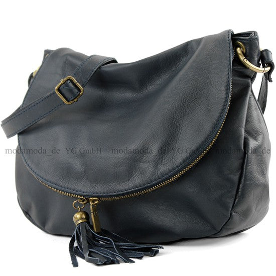 modamoda de - T40 -  ital Schultertasche Umhängetasche Nappaleder