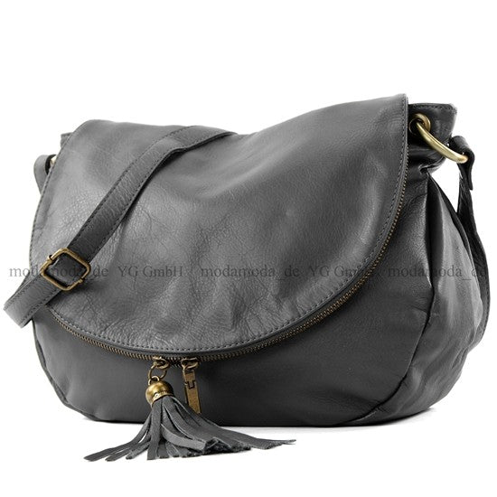 modamoda de - T40 -  ital Schultertasche Umhängetasche Nappaleder