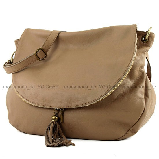 modamoda de - T40 -  ital Schultertasche Umhängetasche Nappaleder