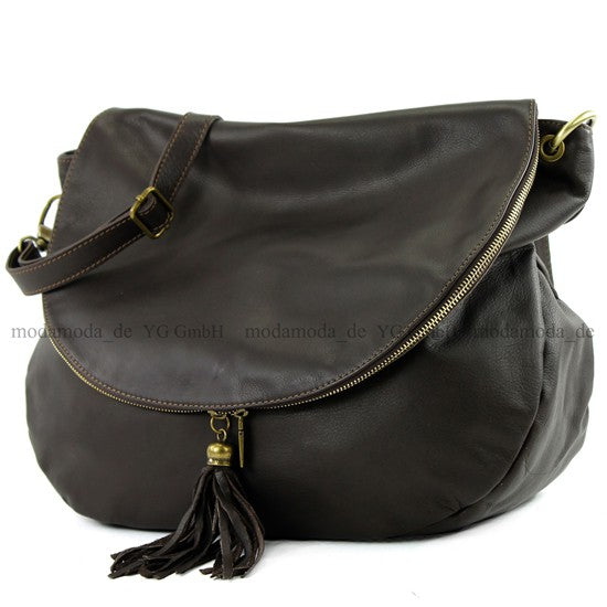 modamoda de - T40 -  ital Schultertasche Umhängetasche Nappaleder