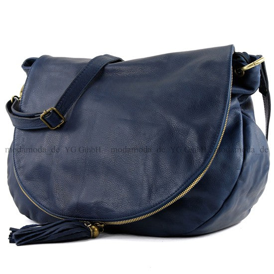 modamoda de - T40 -  ital Schultertasche Umhängetasche Nappaleder