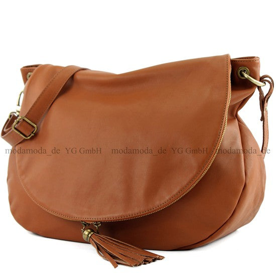 modamoda de - T40 -  ital Schultertasche Umhängetasche Nappaleder
