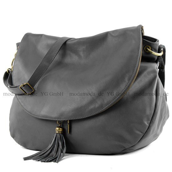 modamoda de - T40 -  ital Schultertasche Umhängetasche Nappaleder