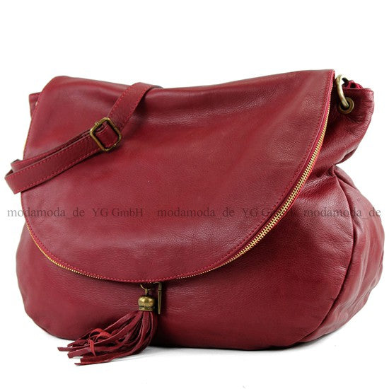 modamoda de - T40 -  ital Schultertasche Umhängetasche Nappaleder