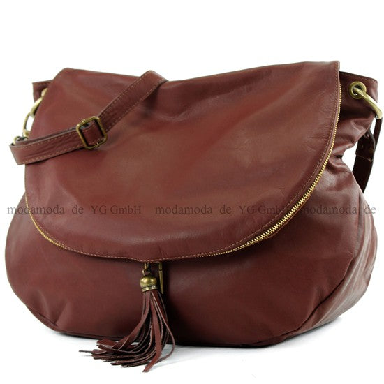 modamoda de - T40 -  ital Schultertasche Umhängetasche Nappaleder