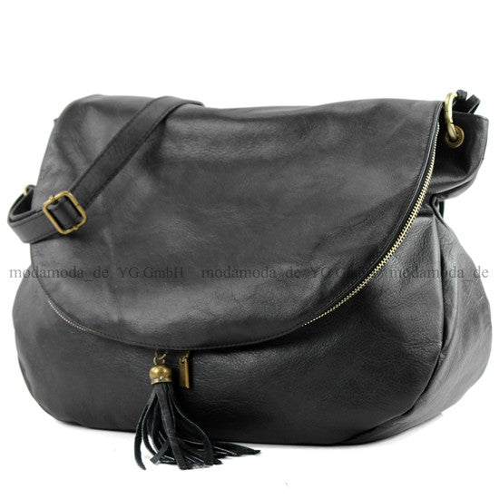 modamoda de - T40 -  ital Schultertasche Umhängetasche Nappaleder