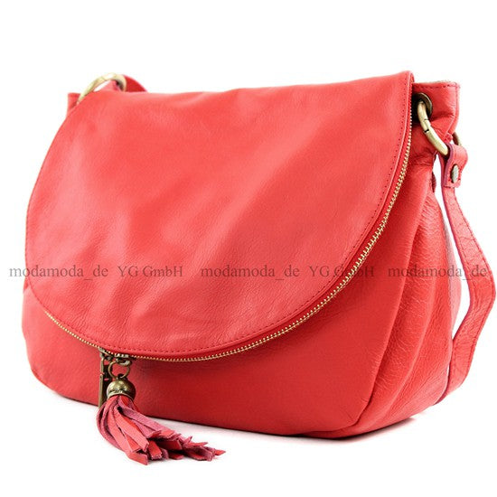 modamoda de - T40 -  ital Schultertasche Umhängetasche Nappaleder