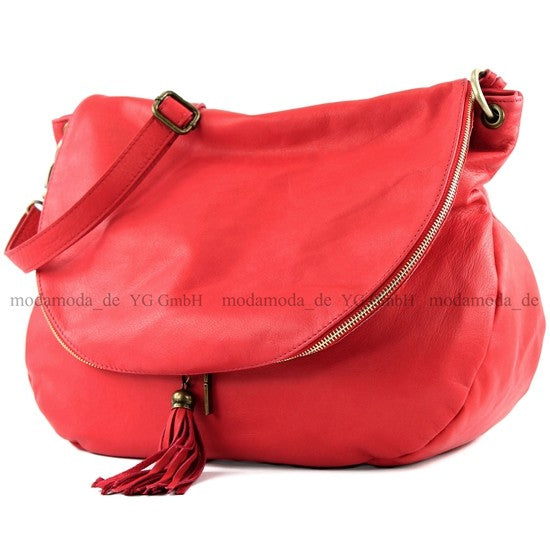 modamoda de - T40 -  ital Schultertasche Umhängetasche Nappaleder
