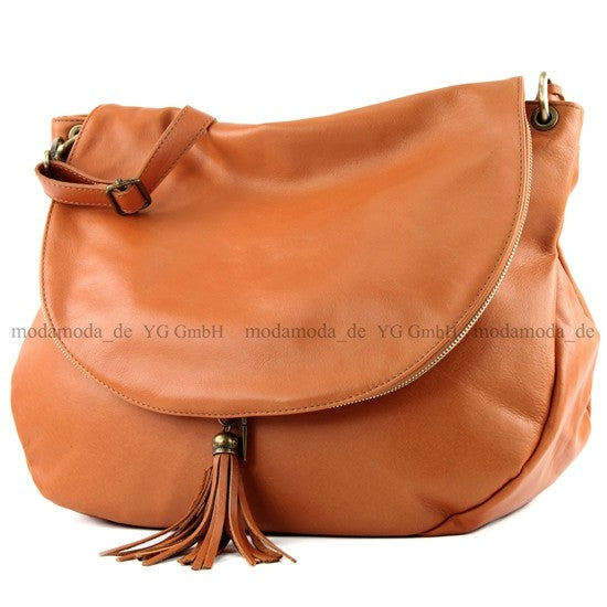 modamoda de - T40 -  ital Schultertasche Umhängetasche Nappaleder