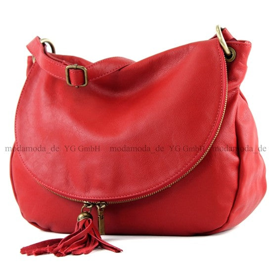 modamoda de - T40 -  ital Schultertasche Umhängetasche Nappaleder