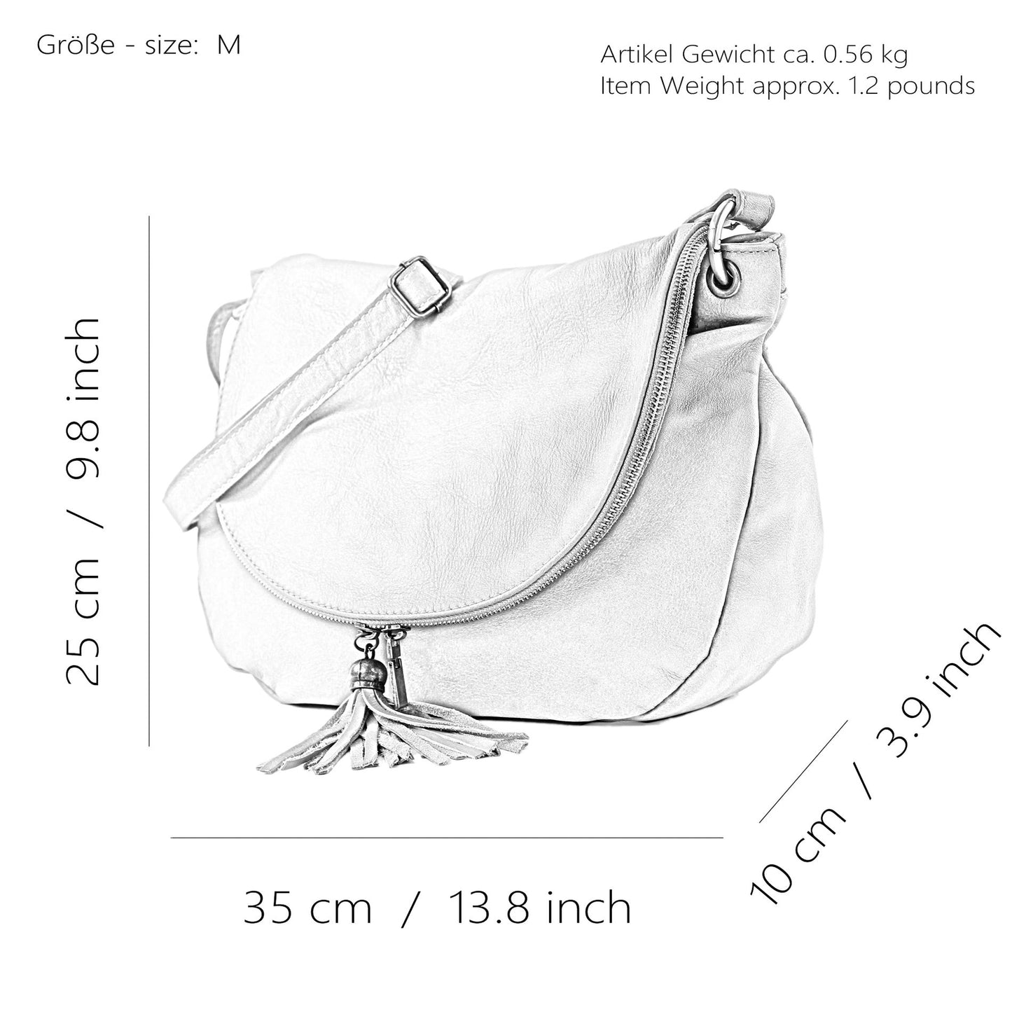 modamoda de - T40 -  ital Schultertasche Umhängetasche Nappaleder