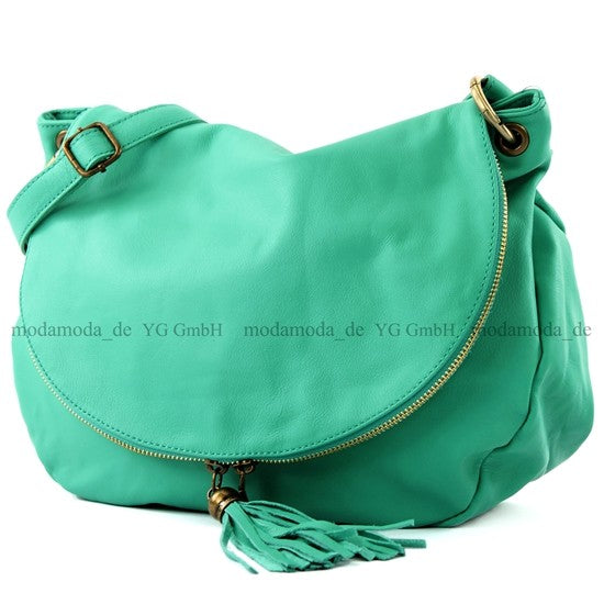 modamoda de - T40 -  ital Schultertasche Umhängetasche Nappaleder