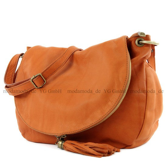 modamoda de - T40 -  ital Schultertasche Umhängetasche Nappaleder