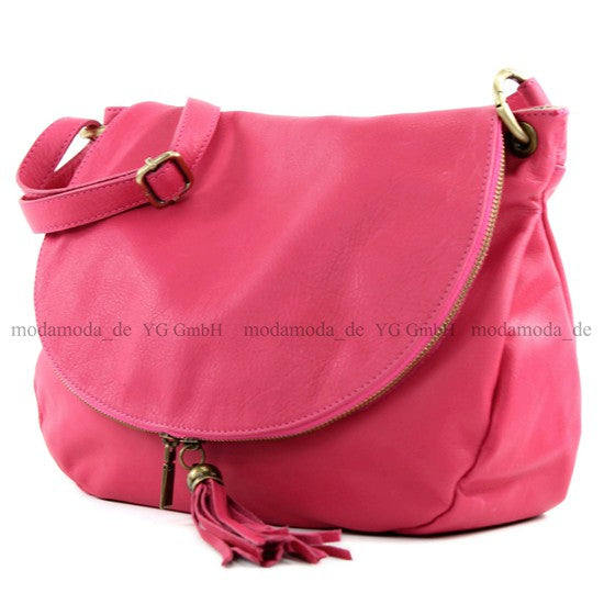 modamoda de - T40 -  ital Schultertasche Umhängetasche Nappaleder