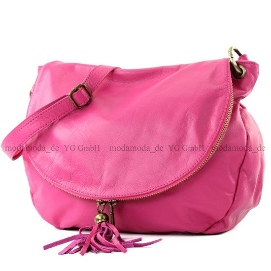 modamoda de - T40 -  ital Schultertasche Umhängetasche Nappaleder