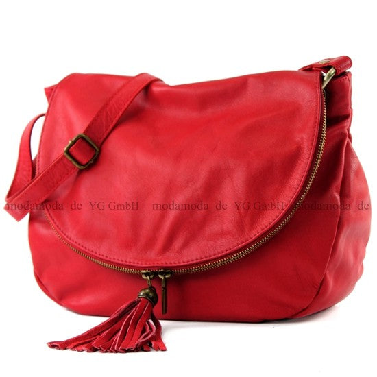 modamoda de - T40 -  ital Schultertasche Umhängetasche Nappaleder