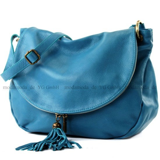 modamoda de - T40 -  ital Schultertasche Umhängetasche Nappaleder