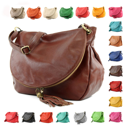 modamoda de - T40 -  ital Schultertasche Umhängetasche Nappaleder